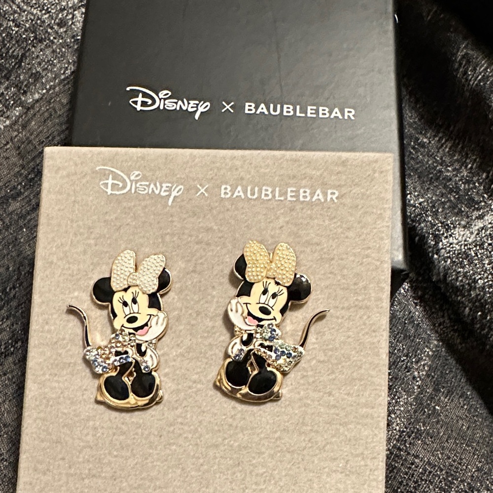 BaubleBar Disney Minnie Mouse Earrings - Black, Gold, and Silver